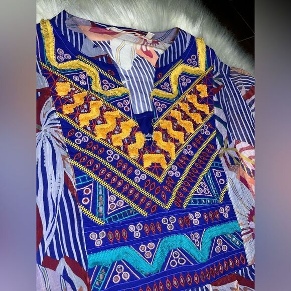 Soft Surroundings Tory Tunic Floral Embroidered Sheer Long Sleeve Sz 2X - Picture 3 of 13